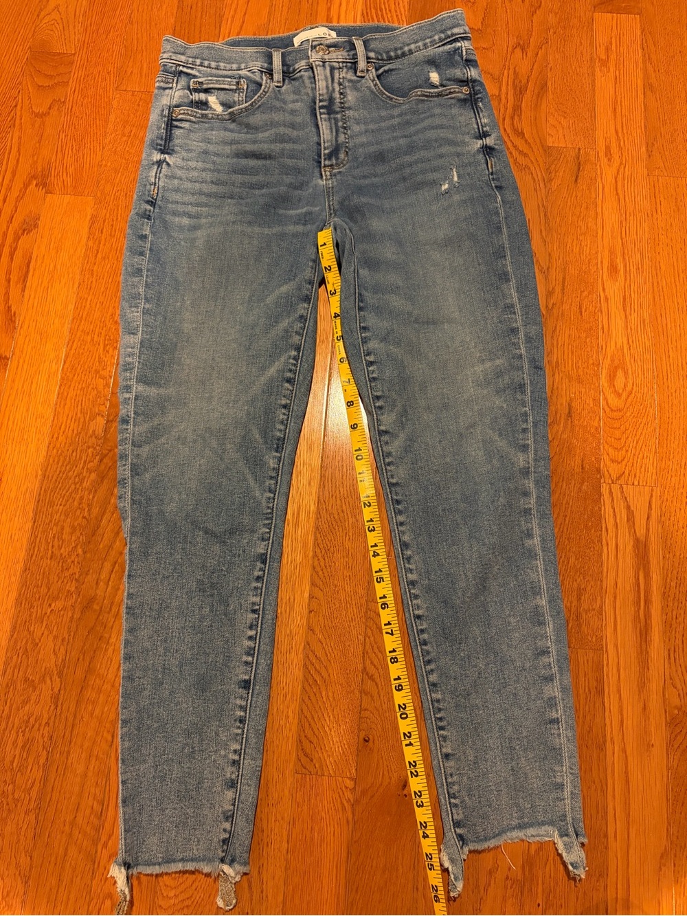 LOFT Light Blue Ankle Crop Distressed Jeans
